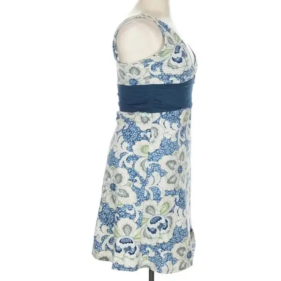 Patagonia Organic cototn Floral Dress XL Blue Green Wrap Bust Retro Boho - Picture 3 of 6
